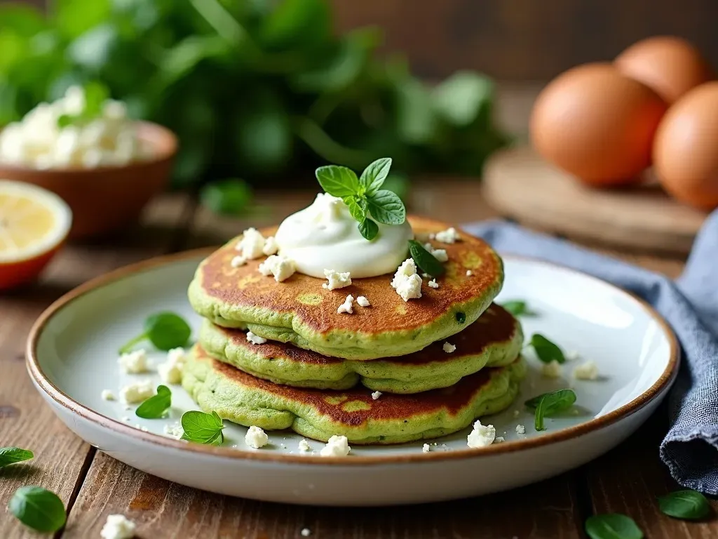 Savory Spinach Feta Pancakes